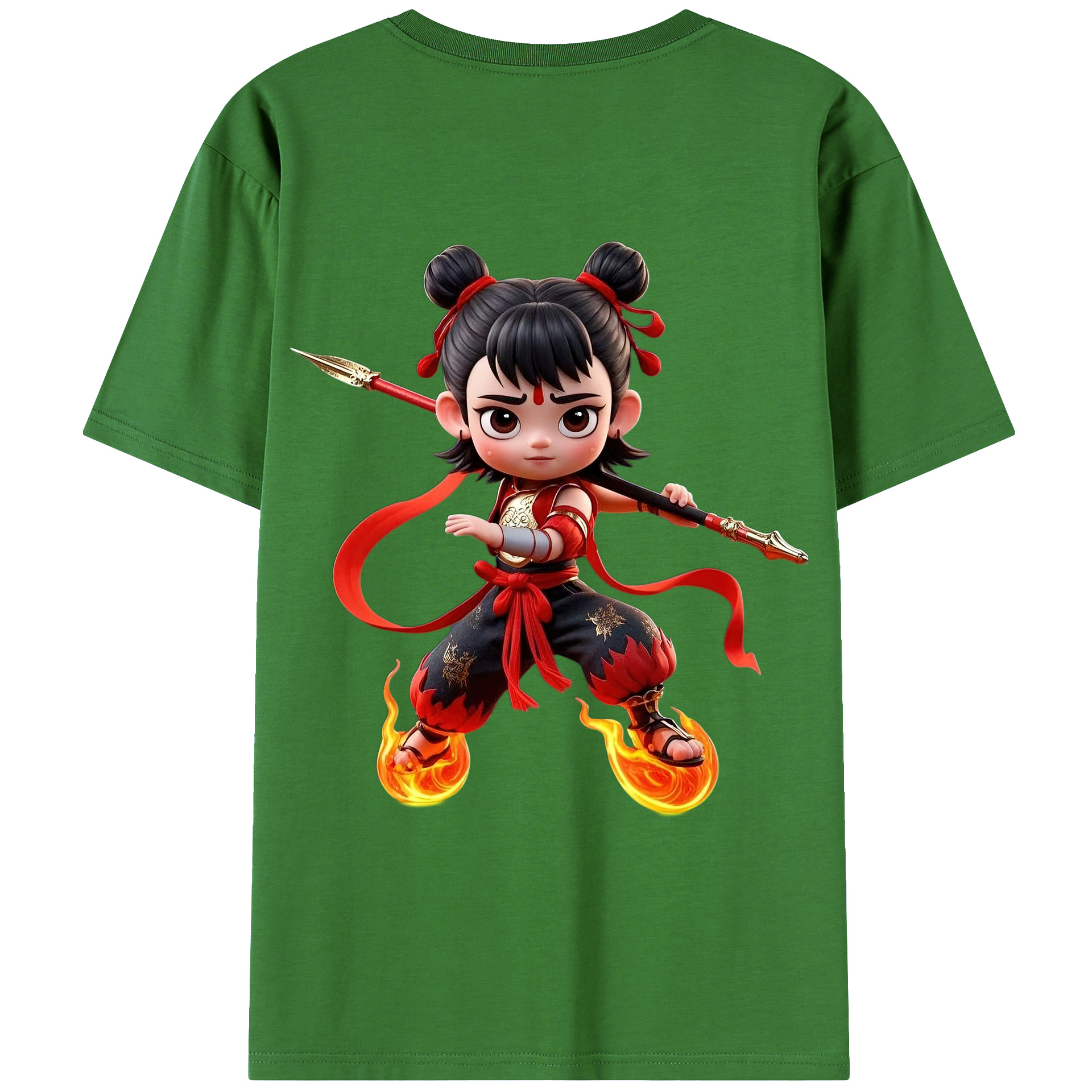 （画像用） Ne Zha 2 ナタ 魔童の大暴れ レディース半袖Tシャツ(バックプリント)